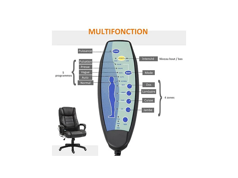 Fauteuil de bureau massant MASON Brun