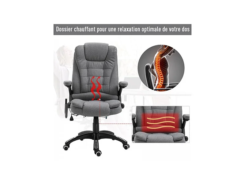 Fauteuil de bureau massant Maksym Gris Chiné