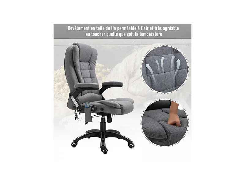 Fauteuil de bureau massant Maksym Gris Chiné