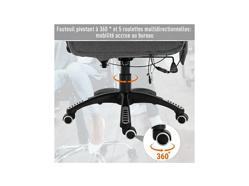 Fauteuil de bureau massant Maksym Gris Chiné