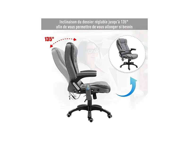 Fauteuil de bureau massant Maksym Gris Chiné