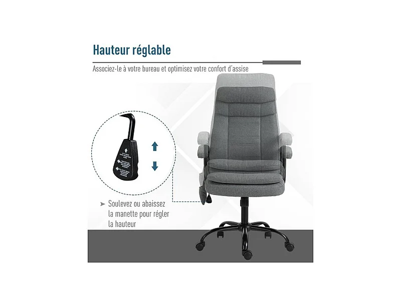Fauteuil de bureau massant STEVE gris
