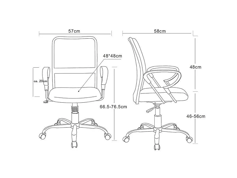 Chaise de bureau pivotante Santi Grise/Noire