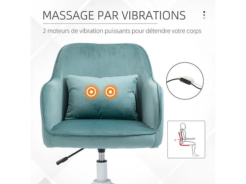 Chaise de bureau massante ILONA vert menthe