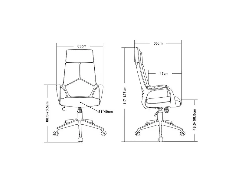 Chaise de bureau Moderna tissu Grise/Blanche
