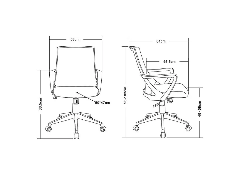 Chaise de bureau Style tissu grise/blanche