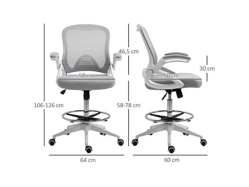 Fauteuil de bureau en maille LUISA gris