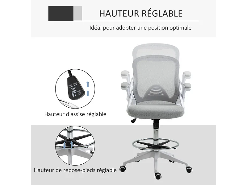 Fauteuil de bureau en maille LUISA gris