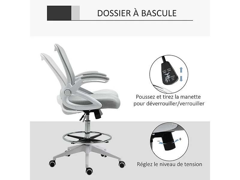 Fauteuil de bureau en maille LUISA gris