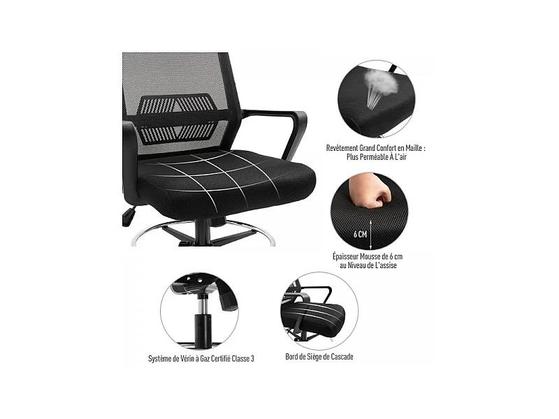 Fauteuil de bureau assise haute Igor Noir