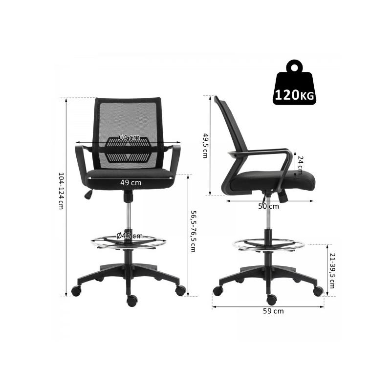 Fauteuil de bureau assise haute Igor Noir