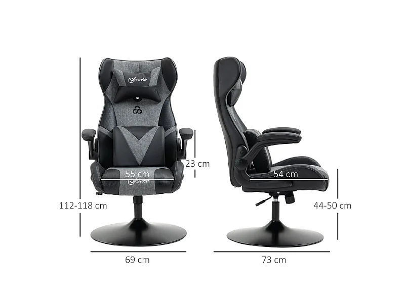 Fauteuil gaming réglable BRUCE gris et noir