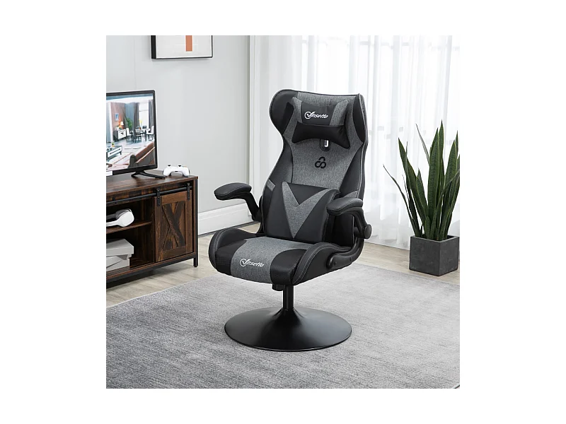 Fauteuil gaming réglable BRUCE gris et noir