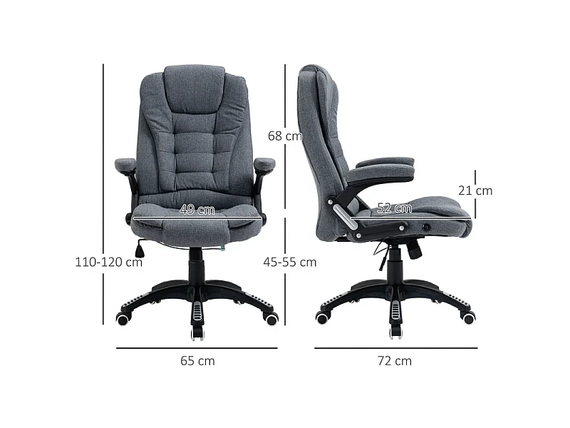 Fauteuil de bureau ANDREW lin gris