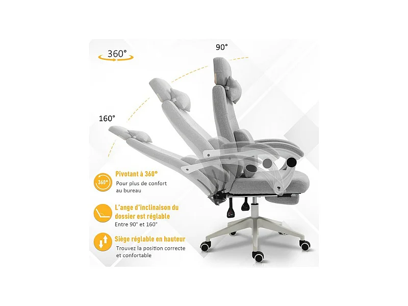 Fauteuil de bureau MANAGER lin gris