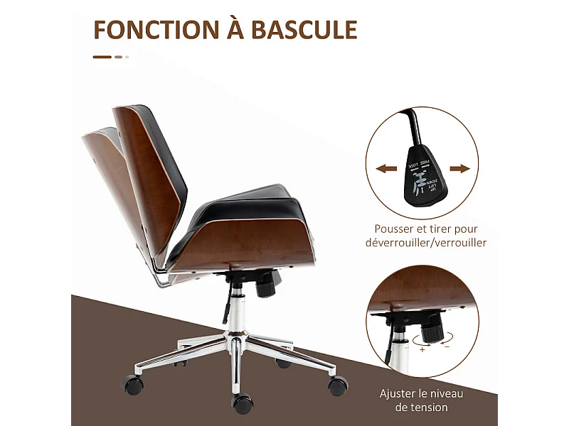 Chaise de bureau vintage CONRAD bois