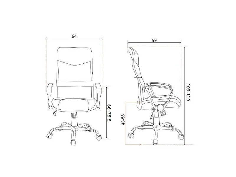 Chaise de bureau pivotante Tao Grise/Noire