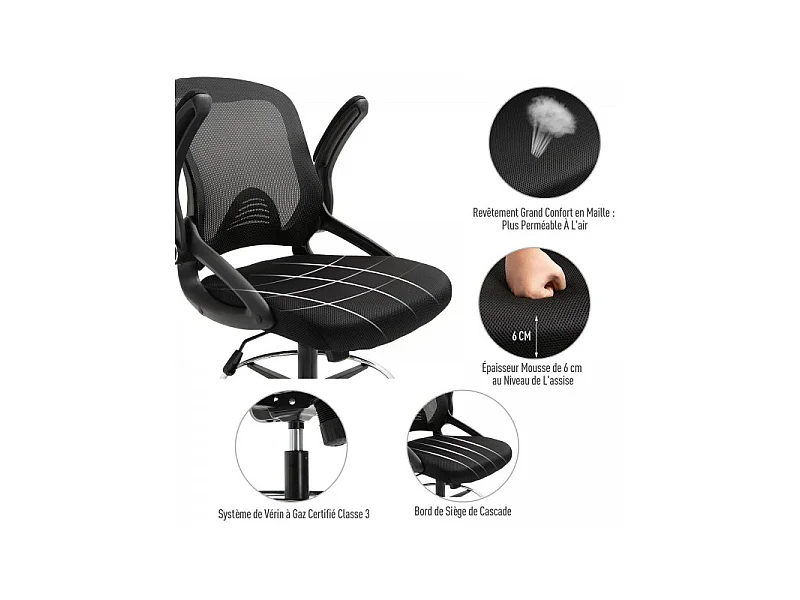 Fauteuil de bureau assise haute Jenny noir