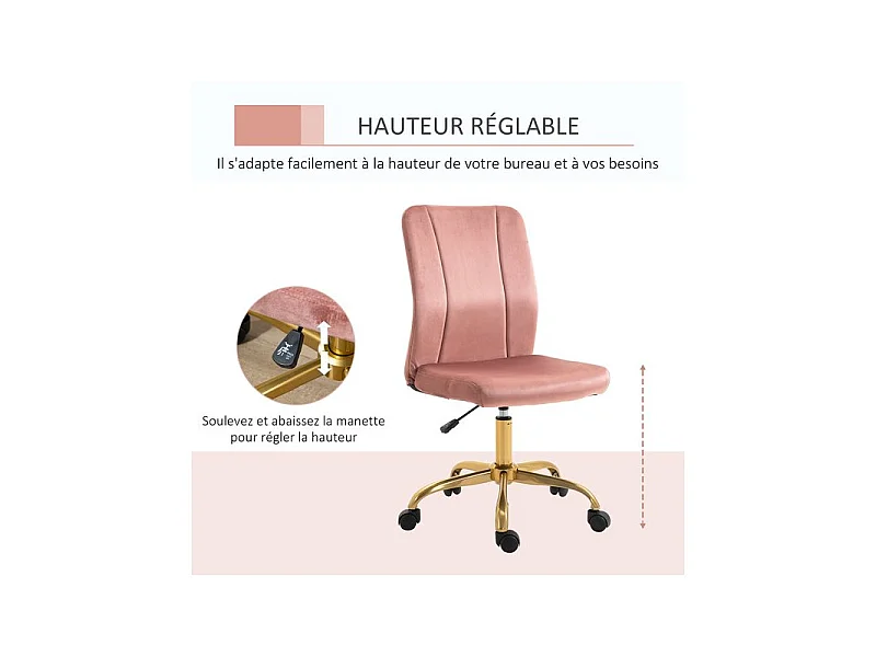 Chaise de bureau EMILY rose poudré