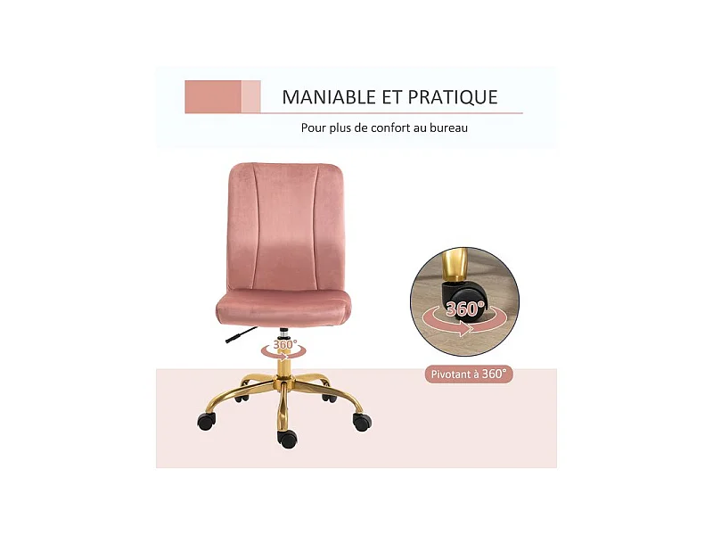 Chaise de bureau EMILY rose poudré