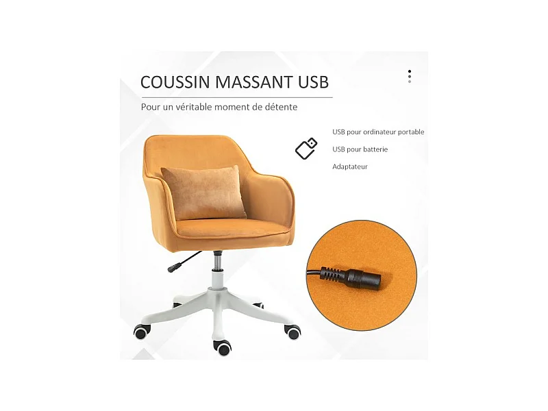 Chaise de bureau massante INES jaune d'or
