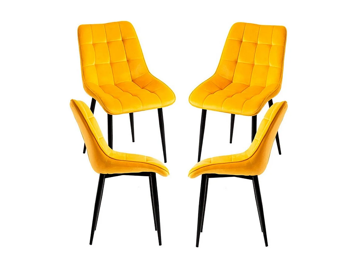 Packs Sillas Comedor - Pack 4 Sillas Cade Terciopelo - Amarillo