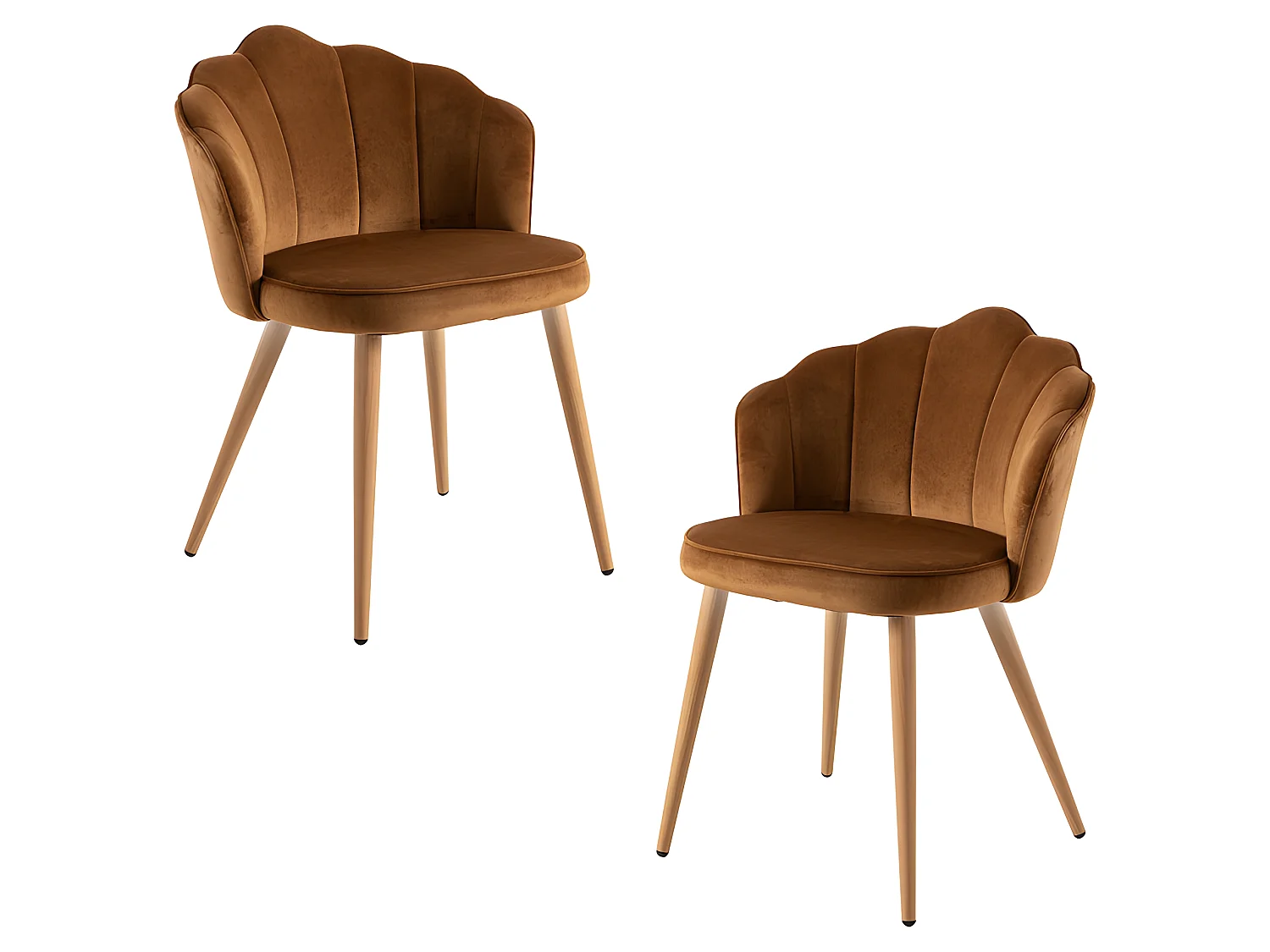 Packs Sillas Comedor - Pack 2 Sillas Blume Terciopelo - Marrón Claro