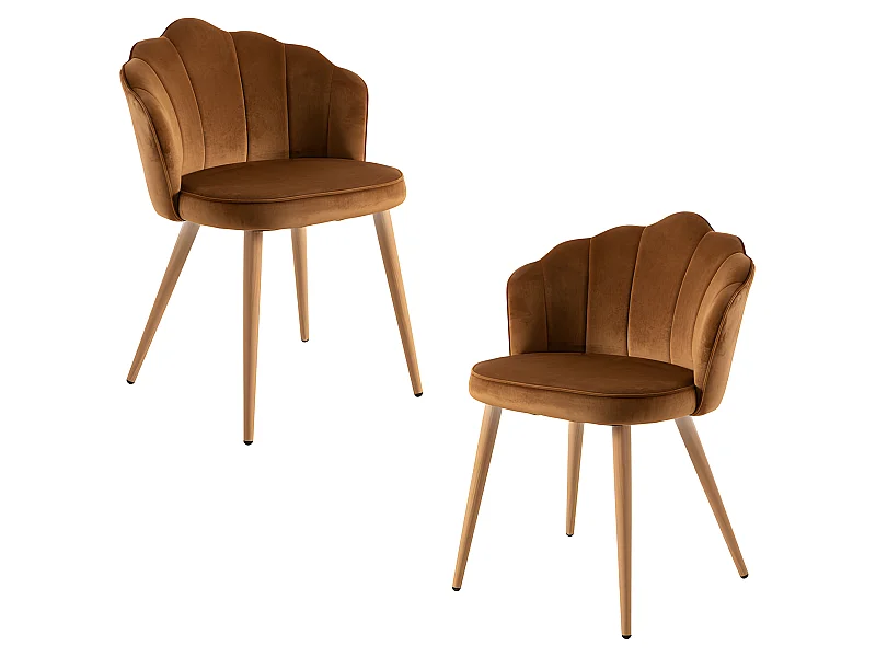 Packs Sillas Comedor - Pack 2 Sillas Blume Terciopelo - Marrón Claro