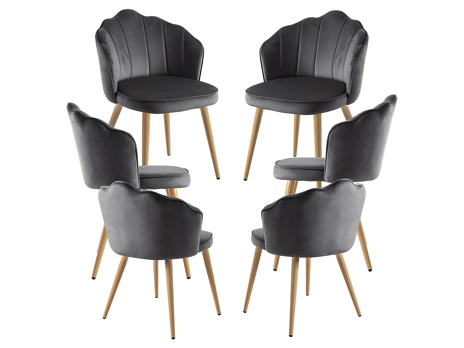 Packs Sillas Comedor - Pack 6 Sillas Blume Terciopelo - Gris oscuro