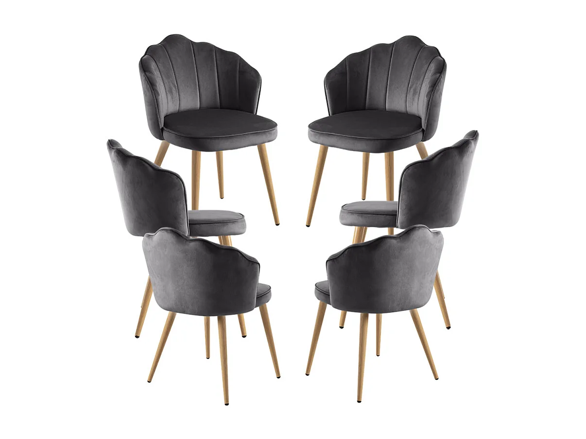 Packs Sillas Comedor - Pack 6 Sillas Blume Terciopelo - Gris oscuro