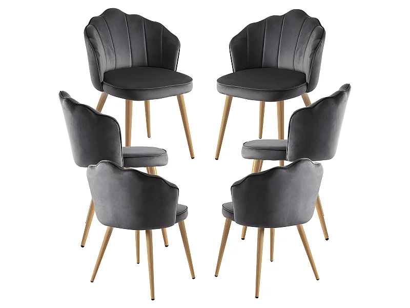 Packs Sillas Comedor - Pack 6 Sillas Blume Terciopelo - Gris oscuro