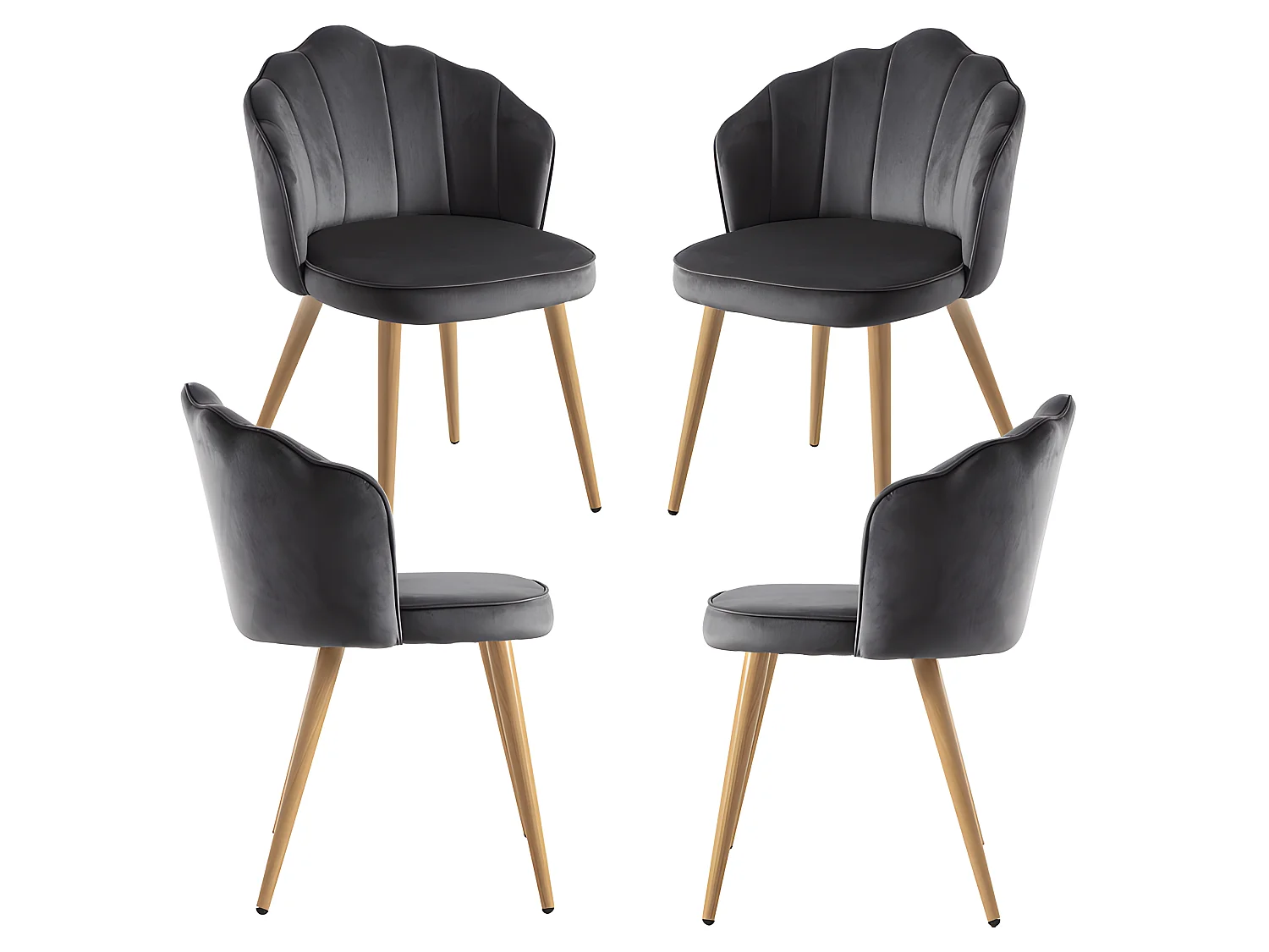 Packs Sillas Comedor - Pack 4 Sillas Blume Terciopelo - Gris oscuro