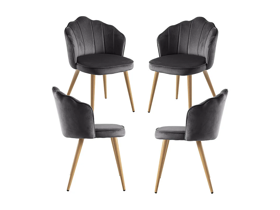 Packs Sillas Comedor - Pack 4 Sillas Blume Terciopelo - Gris oscuro