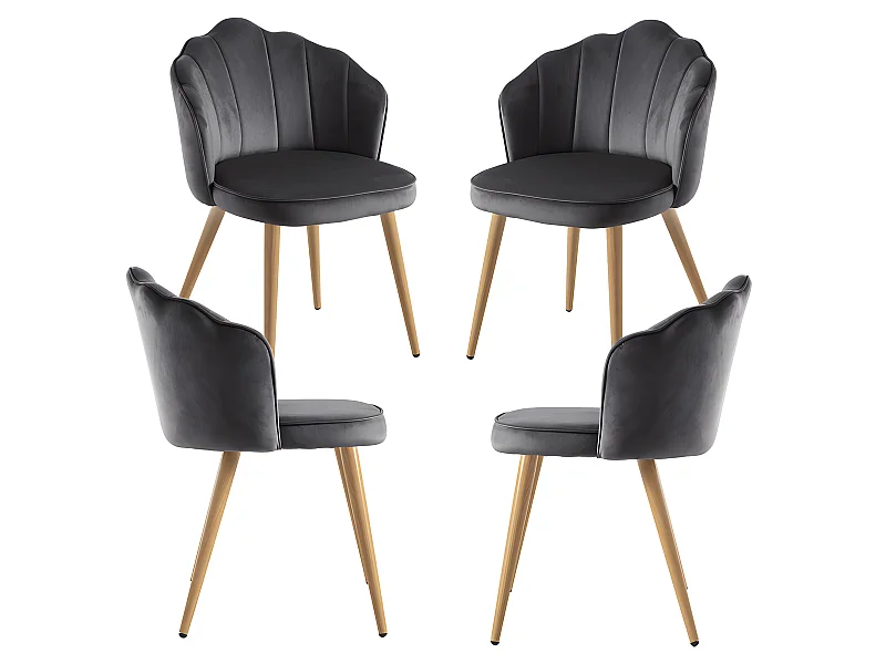 Packs Sillas Comedor - Pack 4 Sillas Blume Terciopelo - Gris oscuro