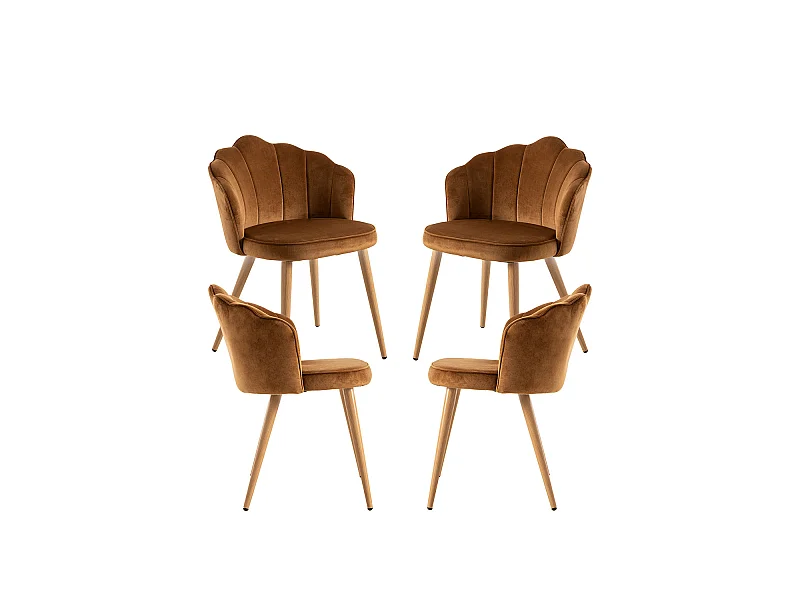 Packs Sillas Comedor - Pack 4 Sillas Blume Terciopelo - Marrón Claro