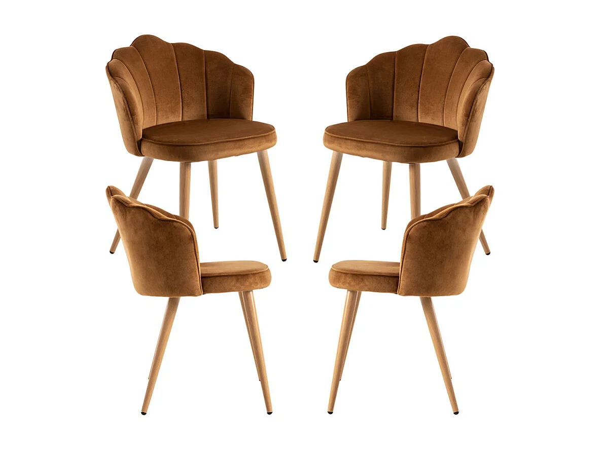 Packs Sillas Comedor - Pack 4 Sillas Blume Terciopelo - Marrón Claro