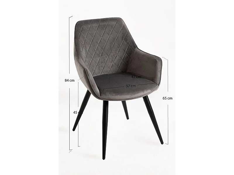 Sillas Comedor - Silla Kres Terciopelo - Gris oscuro