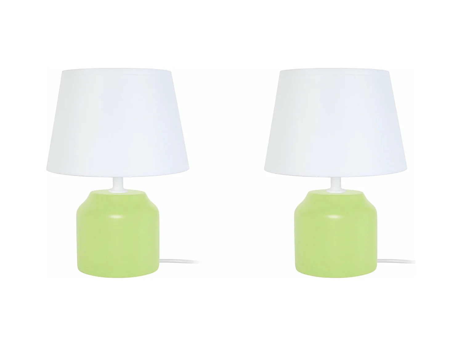 Pair de Lampes de chevet cylindre bois  vert 24 cm.