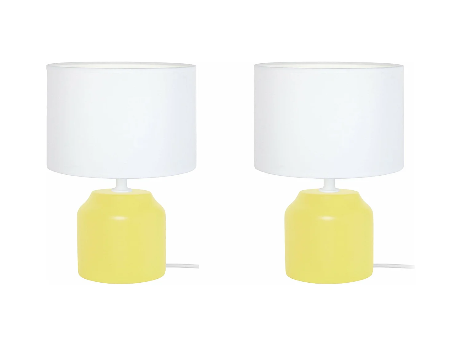 Pair de Lampes de chevet, cylindre bois  jaune 24 cm.