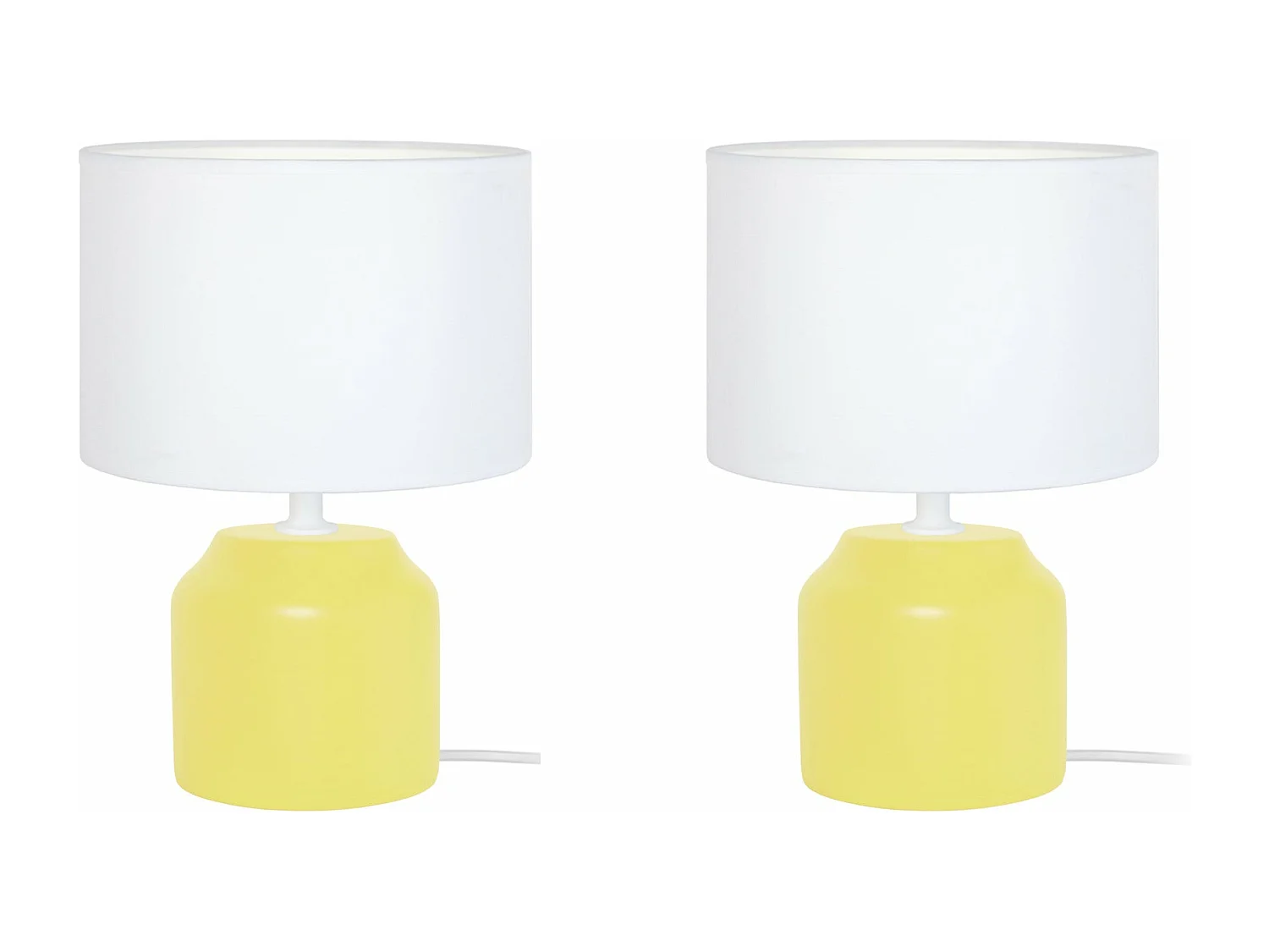 Pair de Lampes de chevet, cylindre bois  jaune 24 cm.