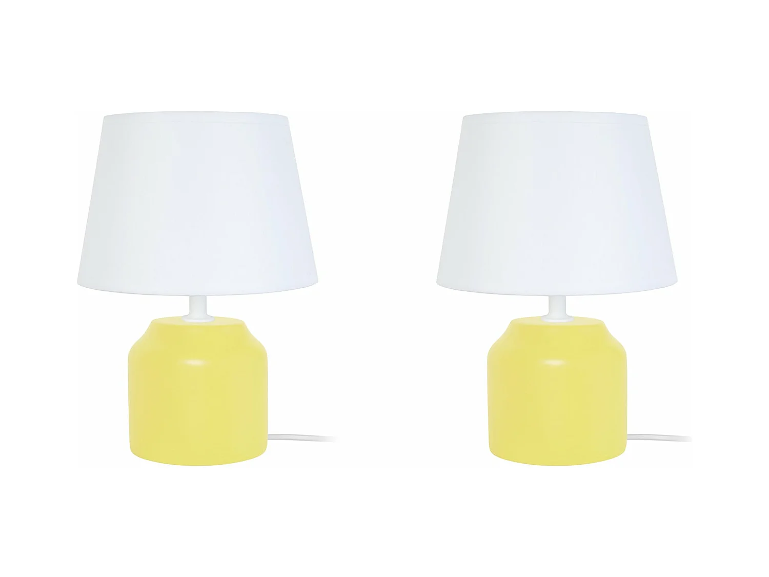 Pair de Lampes de chevet cylindre bois  jaune 24 cm.