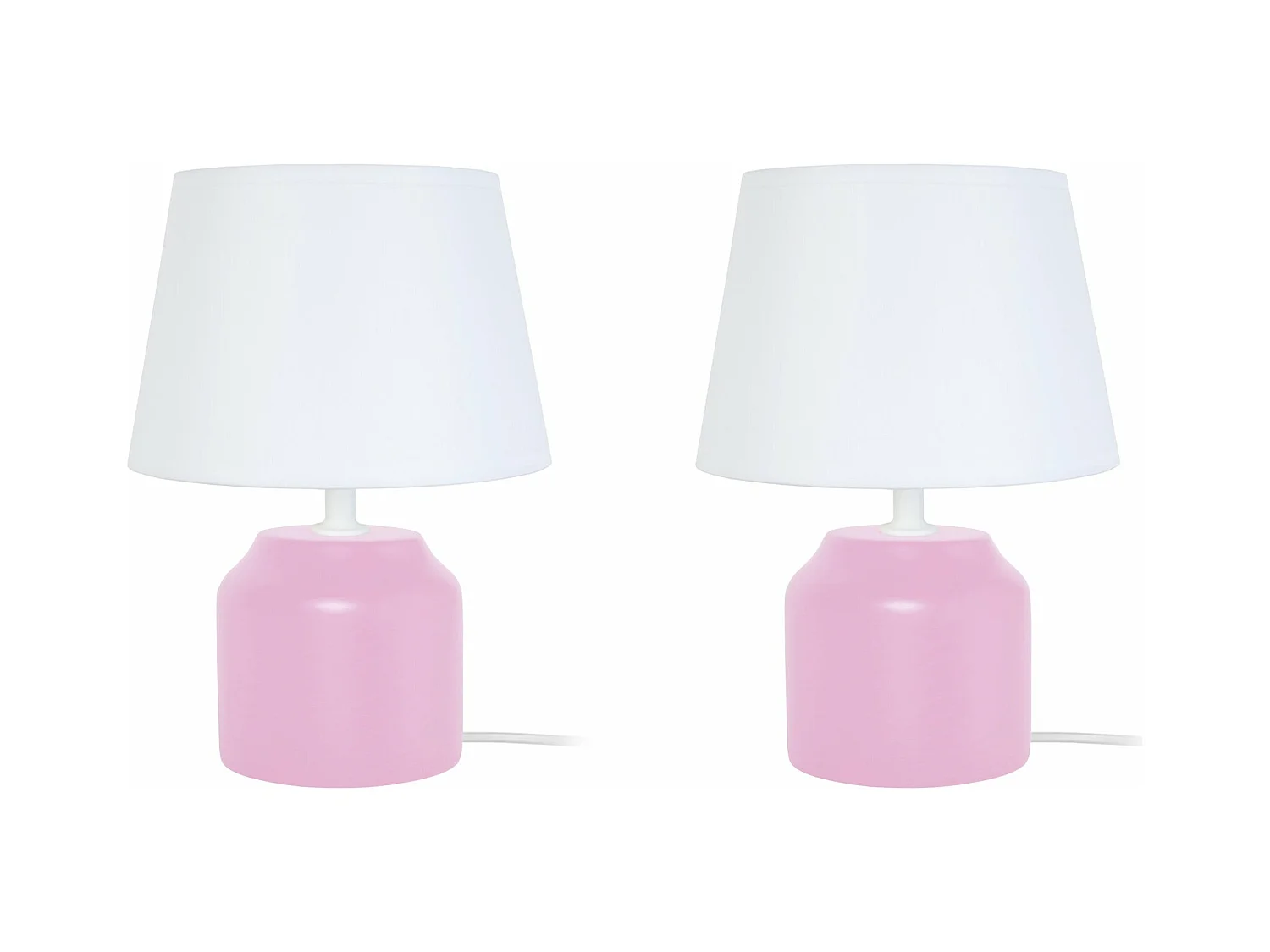 Pair de Lampes de chevet cylindre bois  rose 24 cm.
