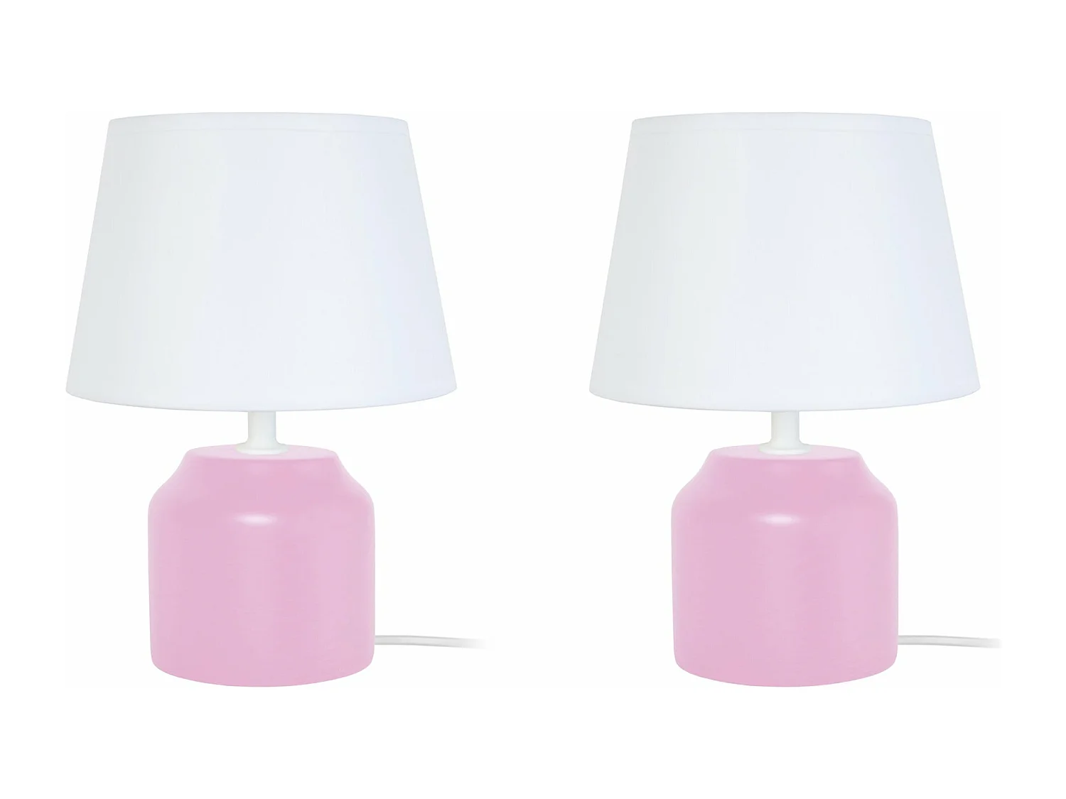 Pair de Lampes de chevet cylindre bois  rose 24 cm.
