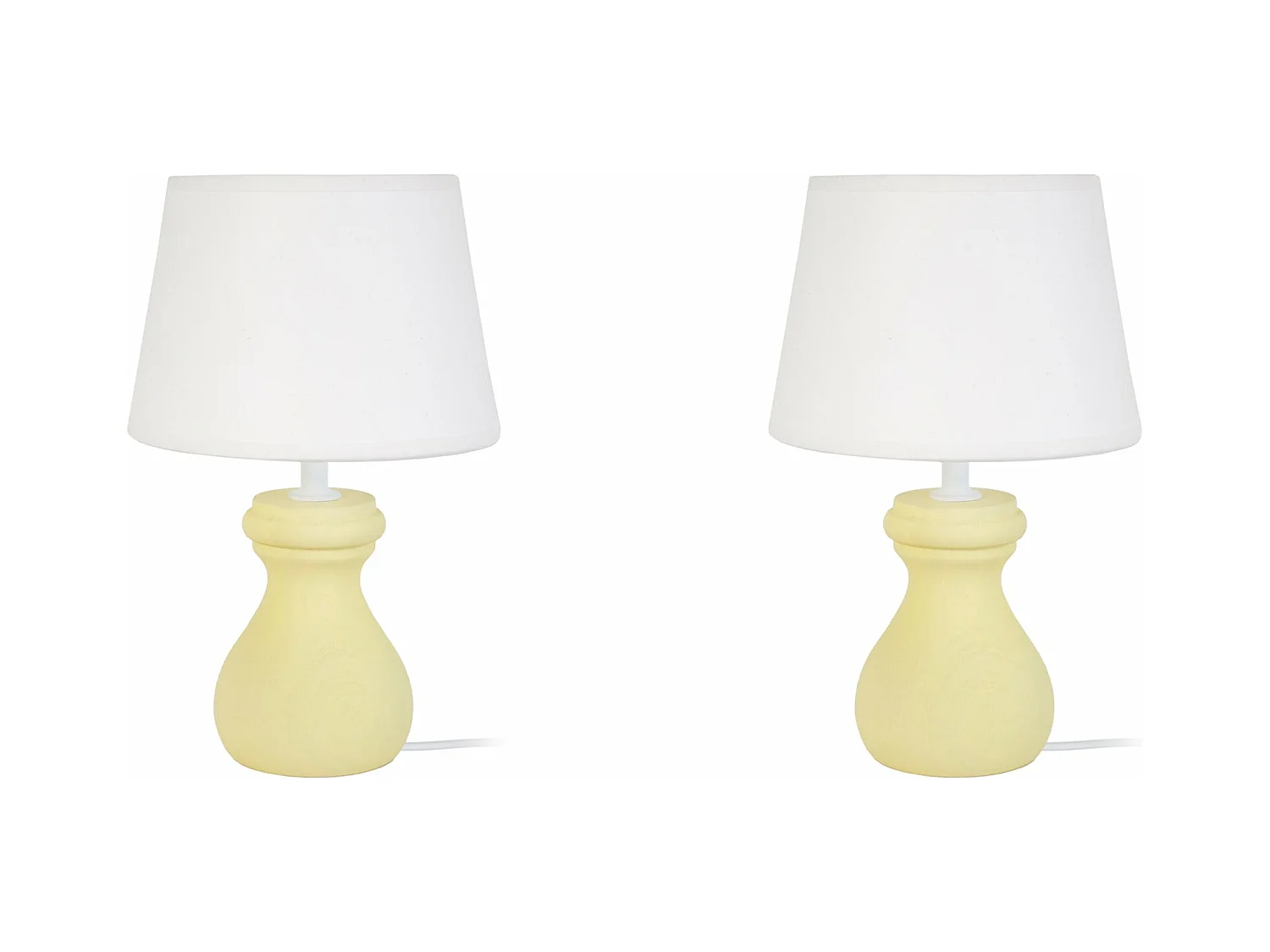 Pair de Lampes de chevet colonne bois  beige 25 cm.