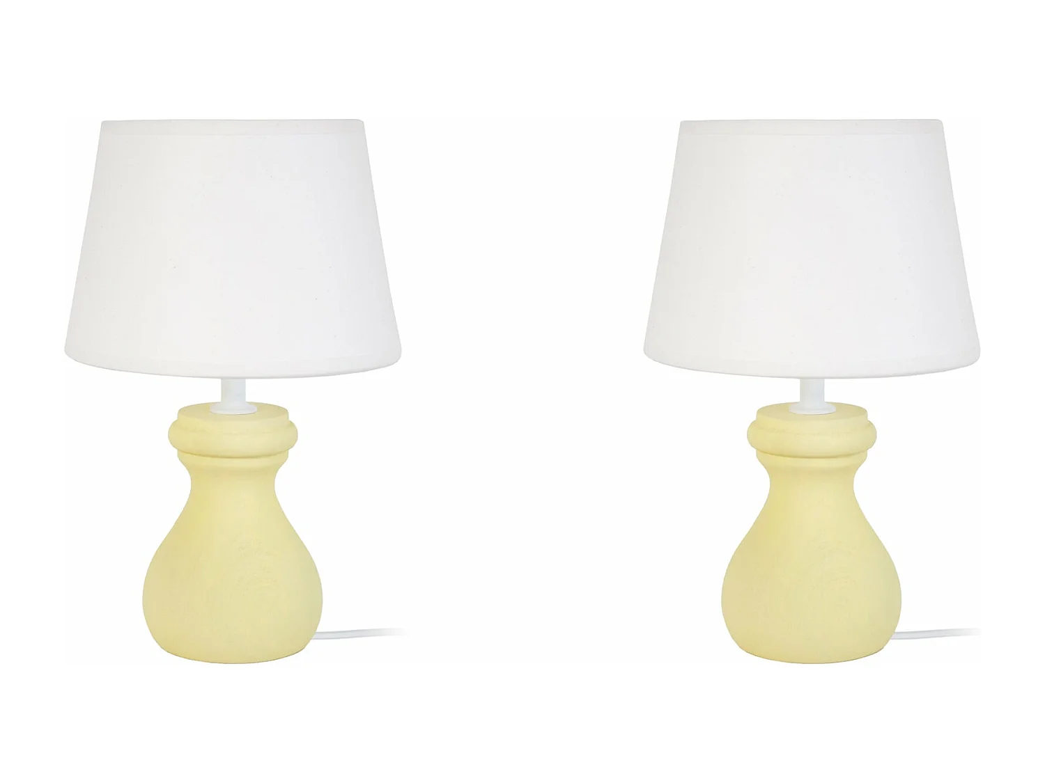 Pair de Lampes de chevet colonne bois  beige 25 cm.