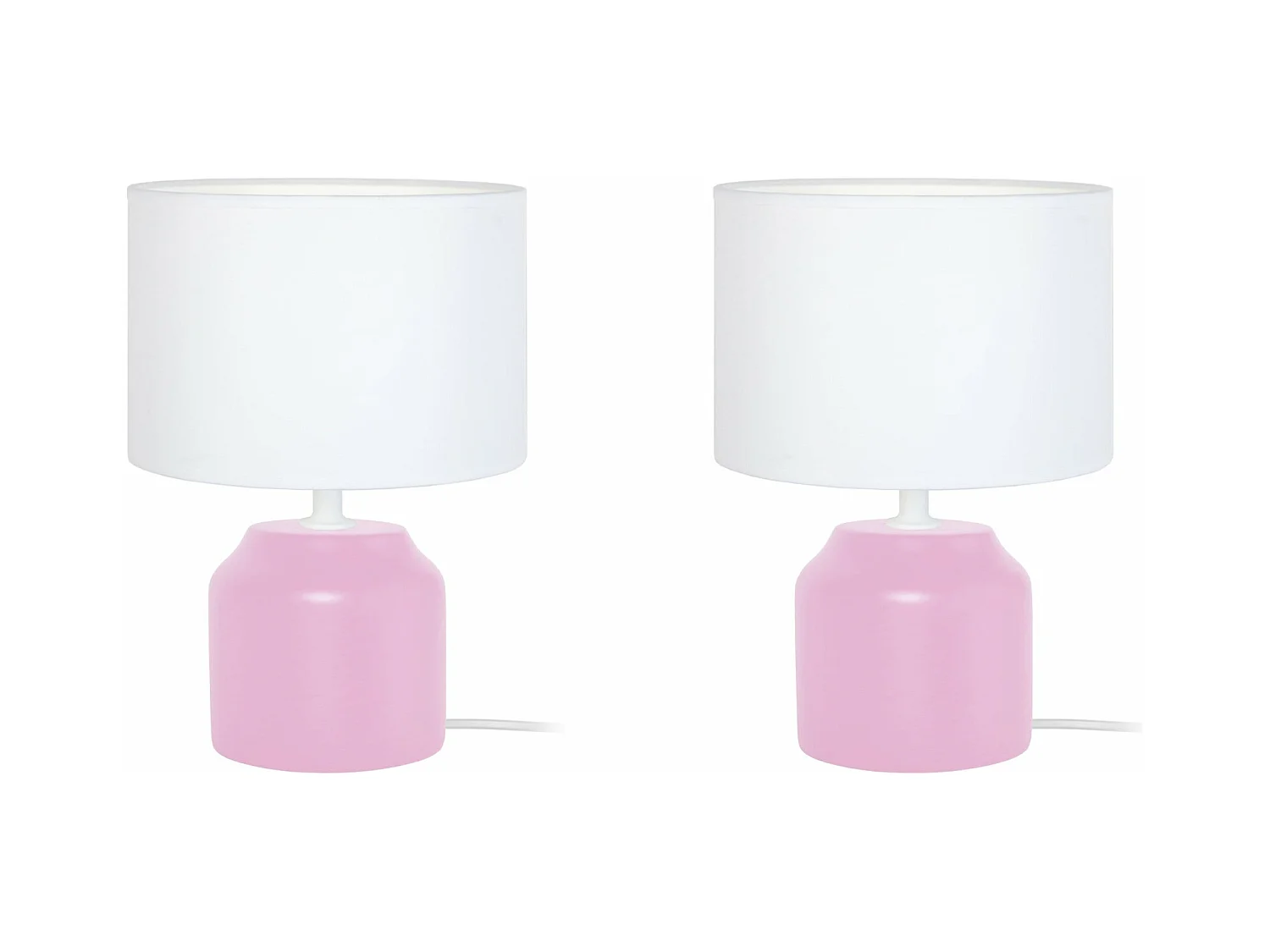 Pair de Lampes de chevet, cylindre bois  rose 24 cm.
