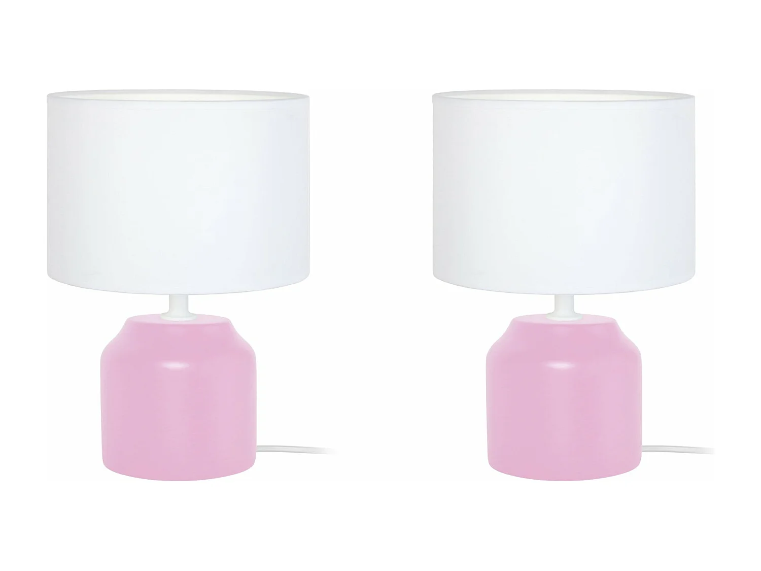 Pair de Lampes de chevet, cylindre bois  rose 24 cm.