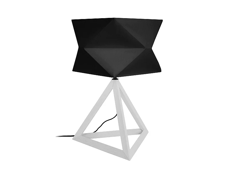 TÉTRAÈDRE 1T - Lampe a poser géométrique bois blanc et noir