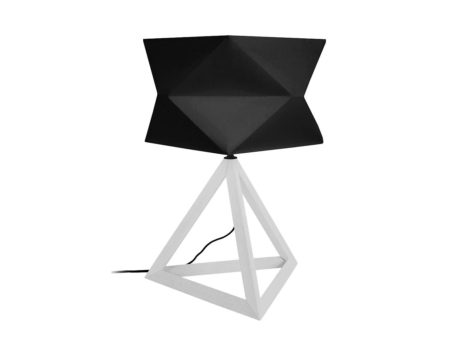 TÉTRAÈDRE 1T - Lampe a poser géométrique bois blanc et noir