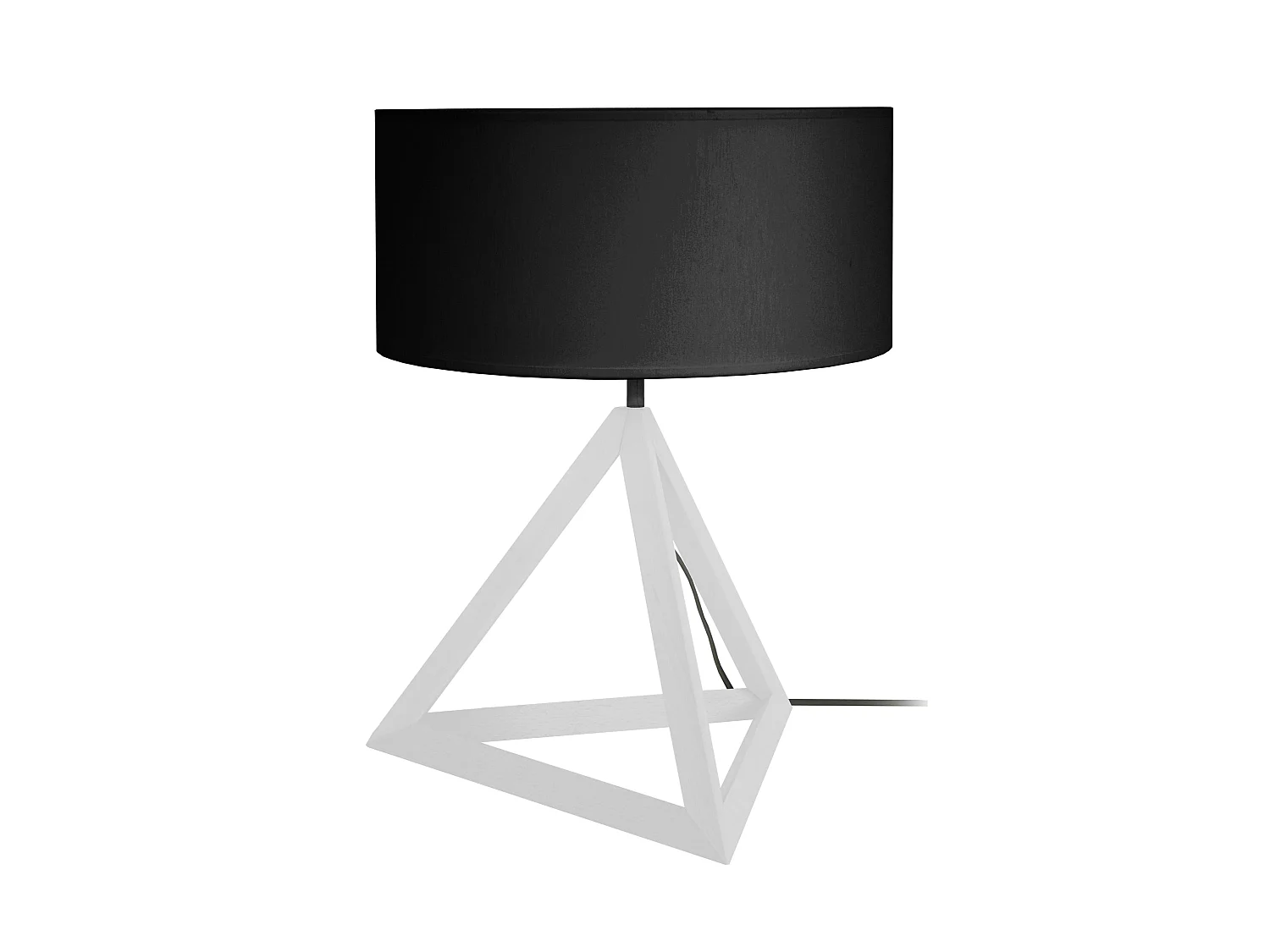 TÉTRAÈDRE 1A - Lampe a poser géométrique bois blanc et noir
